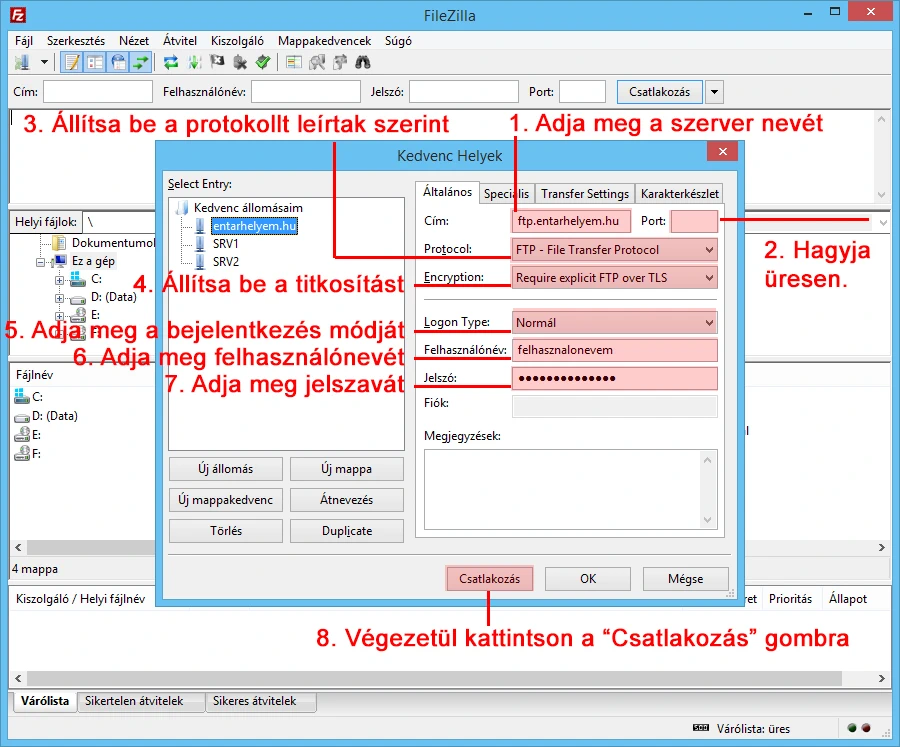 FileZilla beállítások